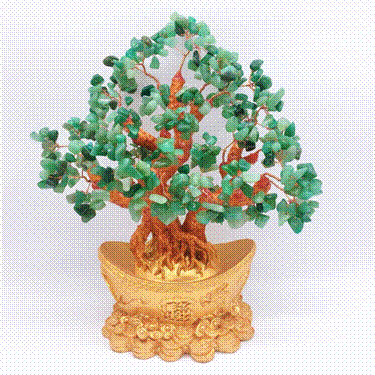 cây tài lộc đá phong thủy màu xanh